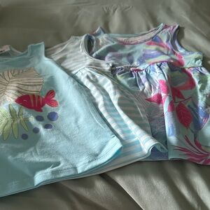 The Children's Place Tropical and Striped Tank Tops - Light Blue, Pink, White